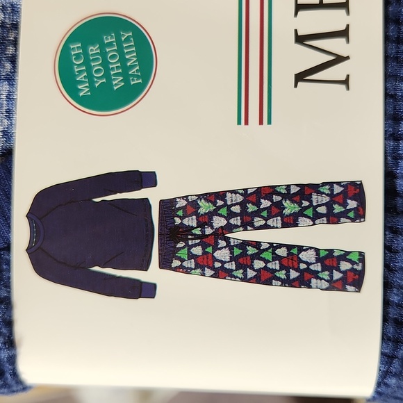 Merry Lane Men's XL Midnight Blue  Christmas Tree 2pc Pajama Set - Picture 2 of 5
